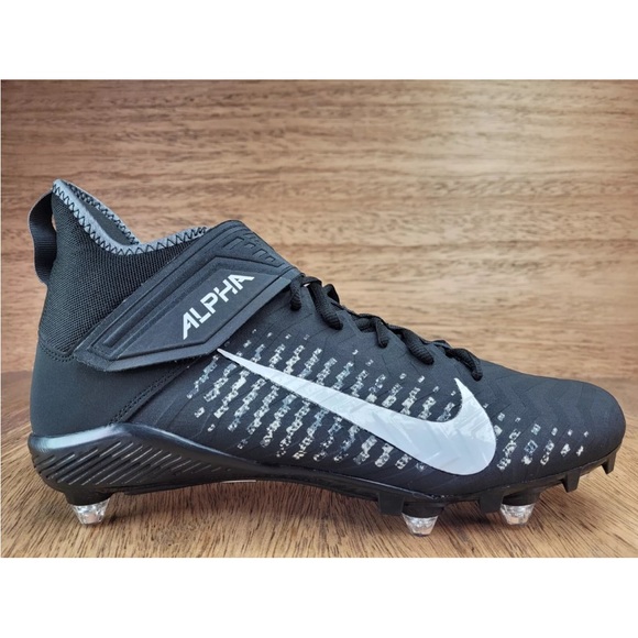 Nike Alpha Menace‎ Pro 2 Mid Detachable Black and Silver Football Cleats Sz 11 - Picture 1 of 6